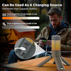 Telescopic Camping Light - 10500mAh Rechargeable Camping Lantern with Storage Bag, Dimmable Magnetic Tent Lamp, Waterproof Camp Light Outdoor Work Emergency Lights for Home Power Outage, Hiking -Gray