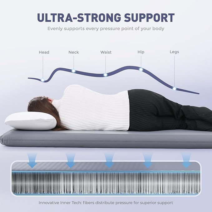 Elegear FiberAir Camping Sleeping Pad, 4’’ Ultra-Thick & 1100lb Ultra-Support Camping Air Mattress with Multi-Function Electric Pump, Durable Sleeping Pad for Camping/Hiking/Tent/Home