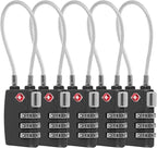 5 Pack TSA Locks for Luggage TSA Approved Luggage Locks 3 Digit Combination TSA Travel Locks Portable Cable Padlocks Zinc Alloy Body Suitcase Locks for Travel Bag Suitcase Backpack Lockers,Black