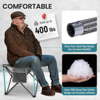 FUNDANGO Folding Camping Stool, 18.1 Inch Oversized Foot Stools 400 Lbs Heavy Duty Portable Padded Seat Anti-Slip Foots & Carry Bag for Fishing Outdoor Lawn Travel (Grey)