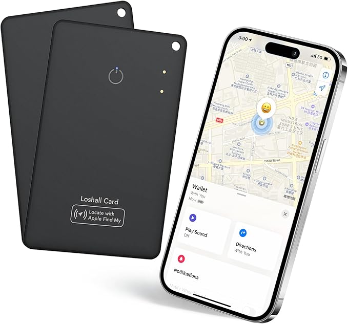 2 Pack Wallet Tracker Card [Apple MFi Certified] Air Tracker Tag (iOS only), IP68 0.06in Rechargeable Smart Card Work with Apple Find My, Keys Finder and Item Locator for Passport, Bags, Laptop, EB