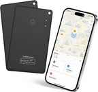 2 Pack Wallet Tracker Card [Apple MFi Certified] Air Tracker Tag (iOS only), IP68 0.06in Rechargeable Smart Card Work with Apple Find My, Keys Finder and Item Locator for Passport, Bags, Laptop, EB