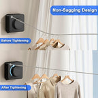 Retractable Clothesline Indoor & Outdoor, 16.2 Ft Non-Sagging Stainless Steel Laundry Washing Line with Wall Mounted Heavy Duty Design, Space-Saving Clothing Drying Rack (1, Black)