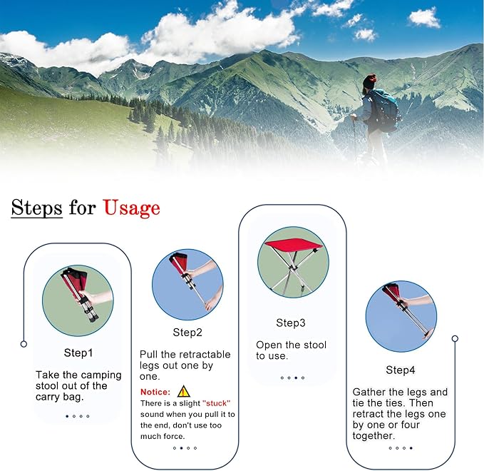 Camping Stool,Small Folding Chair,13.8" Lightweight Folding Stool Compact Backpacking Stool with Carry Bag