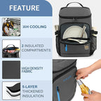 Kalesi Cooler Backpack 36 Cans Lightweight Insulated Backpack Cooler Leak-Proof Travel Camping Lunch Backpack Outdoor Cutlery Backpack for Men and Women