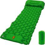 Camping Sleeping Pad, Ultralight Inflatable Mattress with Pillow Built-in Foot Pump for Outdoor Hiking Travel Tent Backpacking Trip Car, Compact Lightweight Camping Mat, Army Green