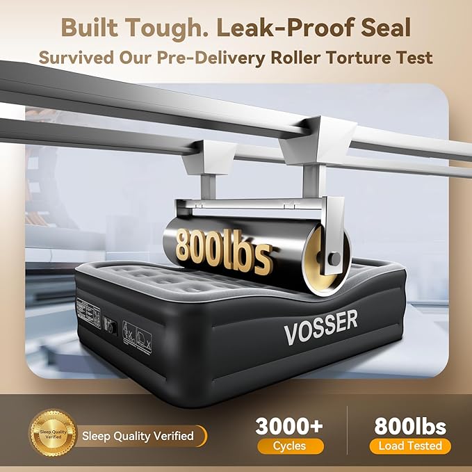 Air Mattress Full with Built in Pump,18’’Raised Blow Up Mattress,Self Inflatable Mattress in 3 Mins,Portable Air Bed for Home,Floor&Travel,Full Size Air Mattress for Adults 660LB Max,Black