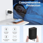 65W Super Fast Charger Type C for Samsung,3 Port 100W Quick Charging 3.0 USB C Block & 3/6/10/10FT Braided Type C Cord for Samsung Galaxy S26 Ultra/S26/S25 Ultra/iPhone 17 Pro/MacBook Pro/Air-Purple