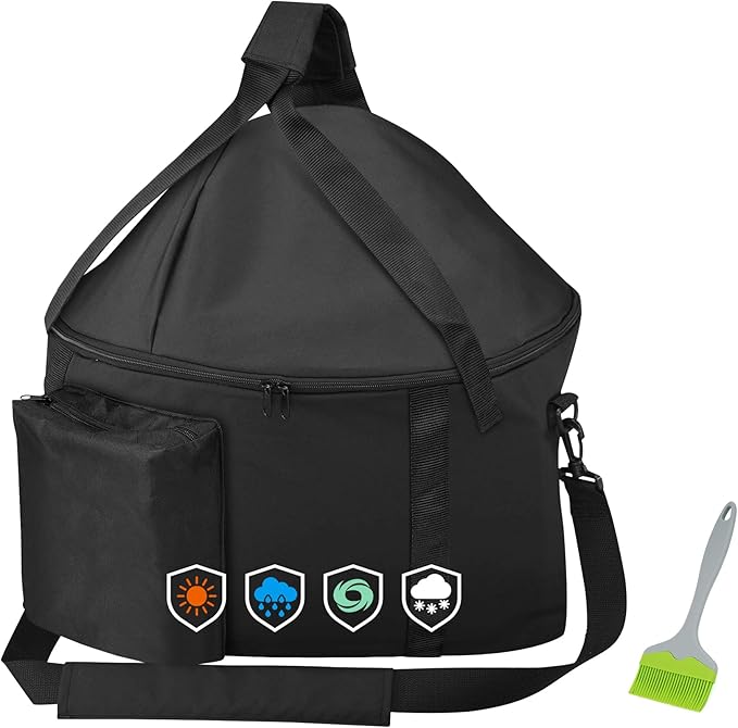 Portable Grill Carry Bag Compatible with Weber Smokey Joe 14-inch Charcoal Grill and Smokey Joe Premium 14-inch Charcoal Grill, with Pocket, Handle and Shoulder Strap, Black