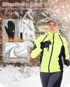 RIGWARL Winter Gloves Men and Women Medium-Thick, Gloves for Cold Weather with Thermal Plush, Touchscreen Running Glove Adjustable Zippered Wrist for Walking The Dog Hiking Camping Cycling Work