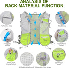 Running Hydration Vest Backpack, Lightweight Water Backpack with 1.6L Water Bladder Daypack for Women Men,Adjustable Running Vest Pack for Trail Running Hiking Cycling Race Marathon