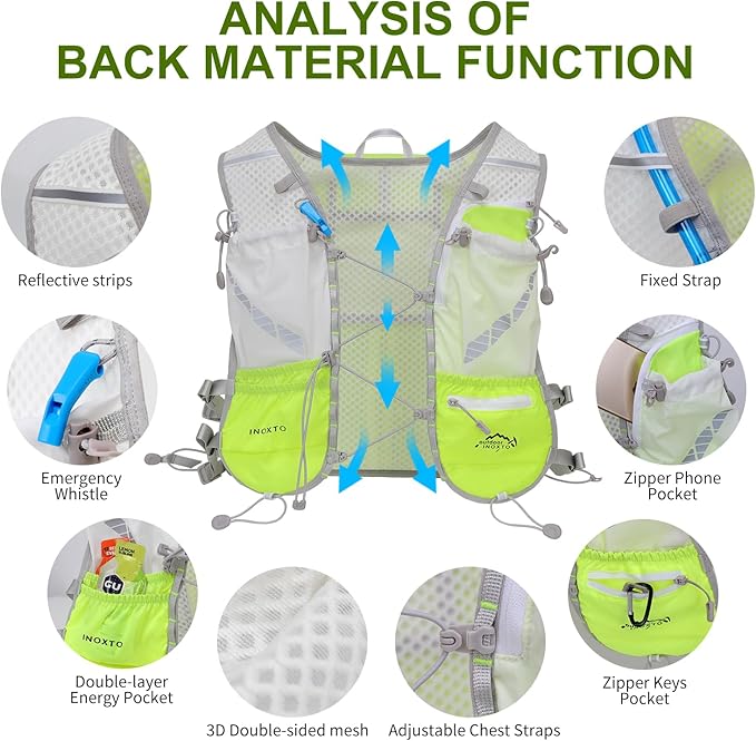 Running Hydration Vest Backpack, Lightweight Water Backpack with 1.6L Water Bladder Daypack for Women Men,Adjustable Running Vest Pack for Trail Running Hiking Cycling Race Marathon
