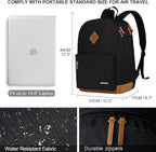 SUPACOOL Casual Laptop Backpack, Lunch bag, Pencil bag, School backpack with USB Port for Men and Women, Bookbag for Boys and Girls, Backpack Set(3PCS Black)