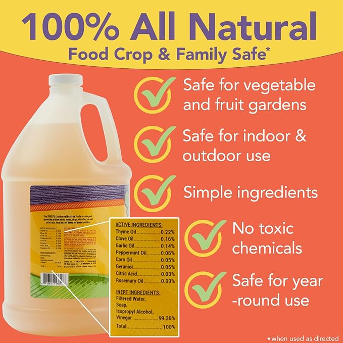 Trifecta Crop Control Insecticidal Soap for Plants | All Natural Fungicide for Plants | Spider Mite Killer Indoor Plants, Food Safe Commercial Grade Pesticide, Herbicide, Spider Mites Spray for Plants