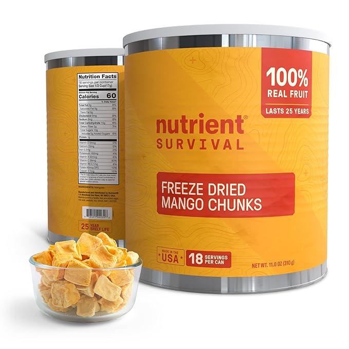 Freeze-Dried Mangoes – #10 Can | 25-Year Shelf Life | Emergency Food Storage & Snacking