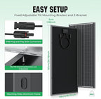 18BB 200W Solar Panel, 2Pcs N-Type 12V/24V 100 Watt Solar Panels, 25% High Efficiency Monocrystalline Solar Module, for RV, Boat, Marine, Trailer, Farm, Rooftop and Home Off-Grid System