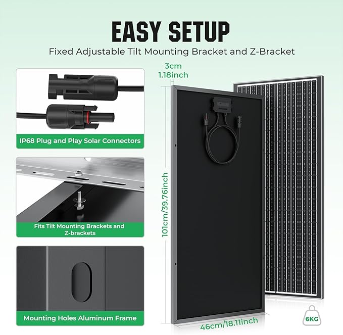 18BB 200W Solar Panel, 2Pcs N-Type 12V/24V 100 Watt Solar Panels, 25% High Efficiency Monocrystalline Solar Module, for RV, Boat, Marine, Trailer, Farm, Rooftop and Home Off-Grid System