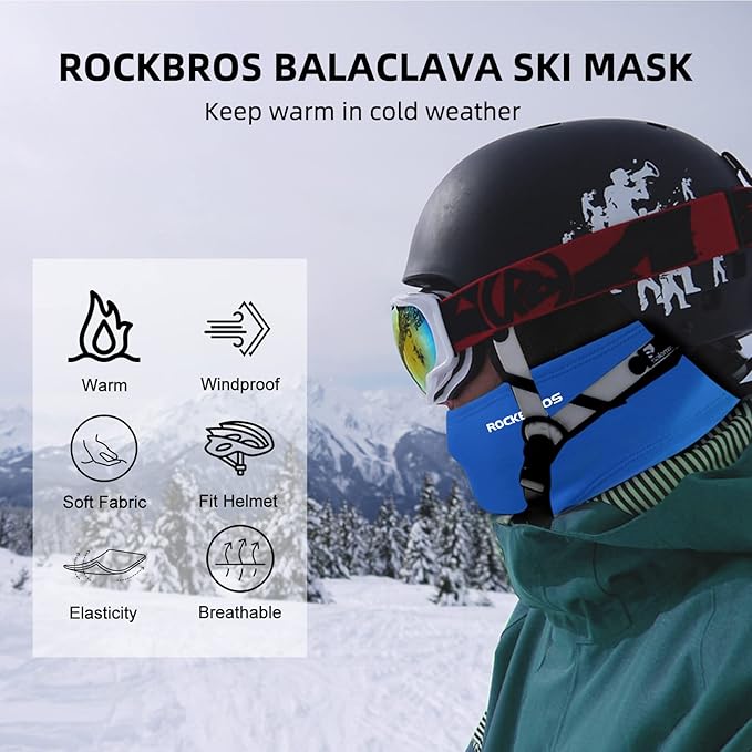 ROCKBROS Cold Weather Balaclava Ski Mask for Men Windproof Thermal Winter Scarf Mask Women Neck Warmer Hood for Cycling