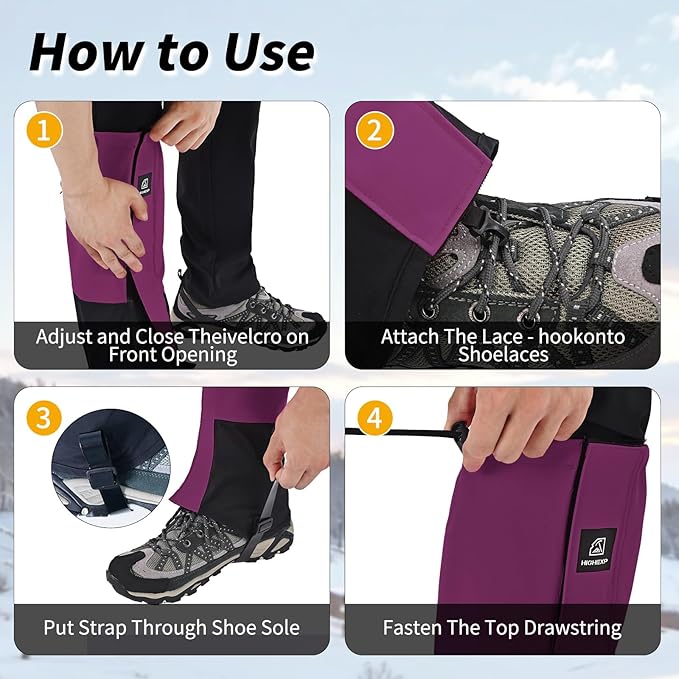 Leg Gaiters 100% Waterproof Adjustable Shoe Snow Boot Guard Gators for Hiking Shoe Cover Hunting Snowshoeing Climbing Walking for Women Men