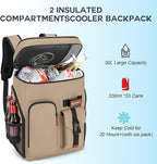 Insulated Cooler Backpack,33/45 Cans Multifunctional Double Deck Leakproof Cooler Bag with Sternum Strap,Large Capacity Lightweight Travel Camping Beach Backpack