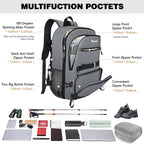 Seektop 40L Hiking Backpack Foldable Daypack for Women Men, Lightweight Travel Backpack Carry on Flight Approved Work Business Leisure Bag (Gray)