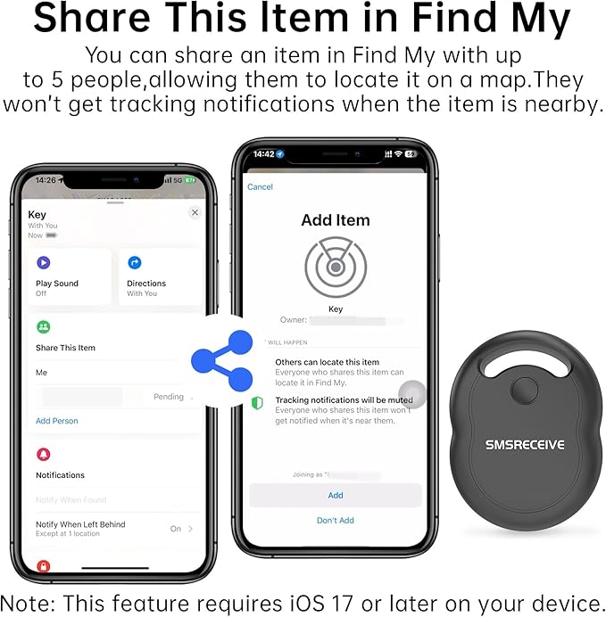 Tracker Tags-5 Pack [Apple MFI Certified], Smart Bluetooth Tracker Works with Apple Find My APP (iOS Only, Not for Android), Key Finder and Item Locator Smart Tag for Keys, Luggage, Backpack(Black)