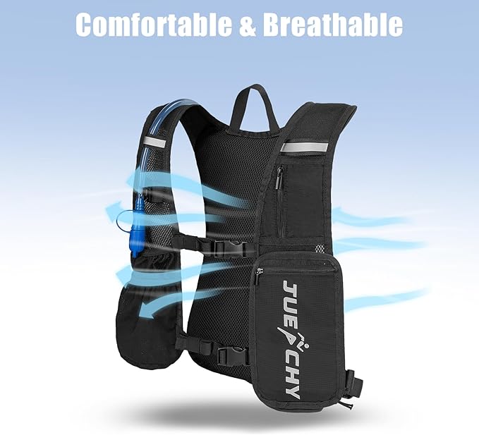 Jueachy Running Vest Lightweight for Men: Hydration Backpack with 2L Water Bladder - Waterproof Phone Pouch for Hiking