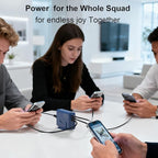 Charging Station for iPhone 17, 165W GaN 6-Port USB C Fast Charger Block, 3 Type-C Each 40W Desktop Charging Hub for Multiple Devices, 5ft Cord - Ideal for Home Office Travel Deep Blue