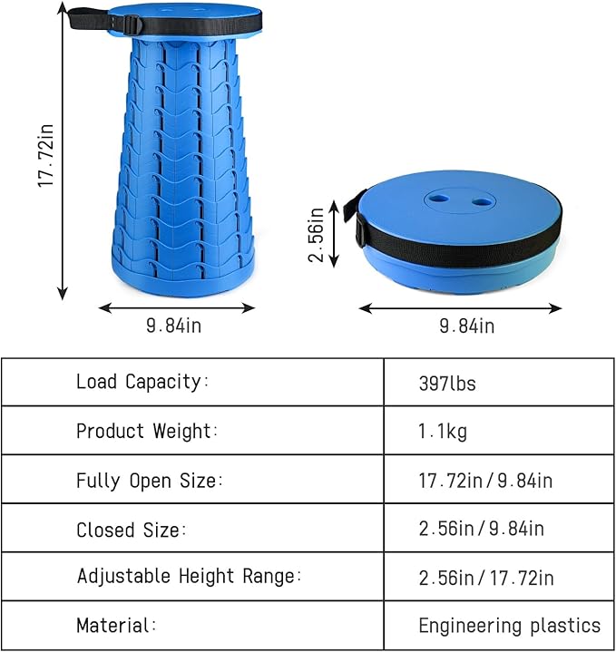 Portable & Lightweight Foldable Camping Chair for Adults, Heavy Duty Folding Stool with Adjustable Shoulder Strap, Perfect for Picnic, Beach, Backyard, and Sporting Events, Max Weight 400lbs