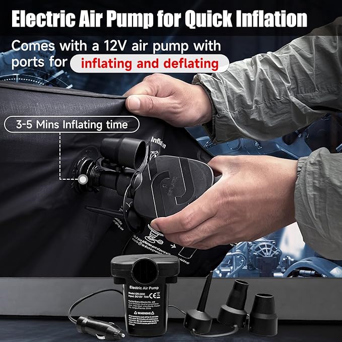 Car Air Mattress, Inflatable SUV Truck Air Mattress Back Seat Camping Bed Thickened Car Sleeping Pad for Travel, Car Bed SUV Mattress with Air Pump 2 Pillows