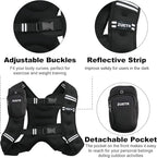 Weighted Vest, 6lb/8lb/12lb/16lb/20lb/25lb/30lb Weight Vest with Reflective Stripe, Weighted Vest for Men Women Workout Equipment for Strength Training, Running, Jogging, Fitness, Weight Loss