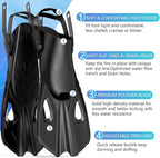 Snorkeling Gear for Adults Men Women, 3 in 1 Snorkel Set with Panoramic View Diving Mask Anti-Fog Anti-Leak, Snorkel Mask Dry Top Snorkel Fins for Swimming, Snorkeling and Travel Diving