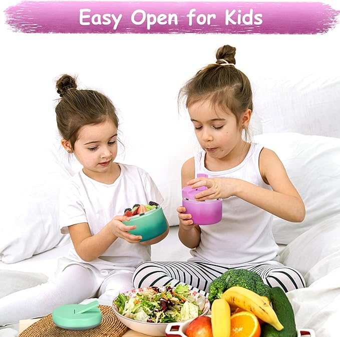 12oz Insulated Vacuum Food Jar with Buckle Lid Wide Mouth Soup Thermo for Hot Food Kids Leakproof Stainless Steel Lunch Container (Gradient Purple, 12OZ)