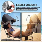 Backpack Beach Tanning Lounge Chair with Canopy Shade Face Hole Padded Adjustable Washable, 6 Position Layout Chair for Outside Sunbathing Poolside Lawn, UPF 50+ Wind-Resistant Sun Shade, 2 Pack