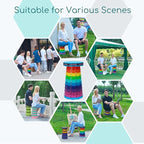 Upgraded Portable Foldable Stool,Folding Camp Stool,Lightweight Sturdy 400lbs Load Capacity Collapsible seat Height Adjustable for Fishing Hiking Picnic Hunting Party BBQ Indoor (Rainbow)