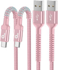 USB A to USB C Cable Fast Charging 3FT, 2Pack USB to USB C Charger Cord, Upgraded Extra Durable Braided USBC Cable Compatible with iPhone 17 16 15 Pro Max,Samsung Galaxy S10 S9 Plus and More -Pink