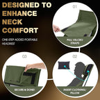 MOON LENCE High Back Folding Camping Chair, 330lbs Portable Compact Chair with Wide Seat & Ergonomic Back Support (Green)