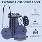 ALEVMOOM 2025 Upgraded 18.1" Collapsible Stool with Cushion & Carry Bag, 600lbs Max Weight Portable Telescoping Stool, More Sturdy Lightweight Retractable Seat Folding Chair for Camping & Outdoors