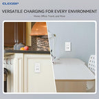 ELEGRP USB Wall Outlet, 42W Fast Charge & Power Delivery 4-Ports USB Charger, Wall Outlet with 4 USB Ports, UL/CUL Listed, Wall Plate Included, 1 Pack, Matte White