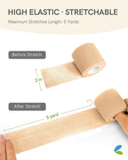 FriCARE Self Adhesive Bandage Wrap, Medical Tape in First Aid Kit, Cohesive Bandages for Wounds Sport Vet, 2 Inches X 5 Yards 12 Rolls, Brilliant