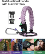 64 oz Insulated Water Bottle,Half Gallon Water Flask Stainless Steel Vacuum, Cold for 48 Hrs,BPA-Free & Leakproof -with Paracord Handle, Strap,Straw Spout Lids,Large Jug for Gym,Purple