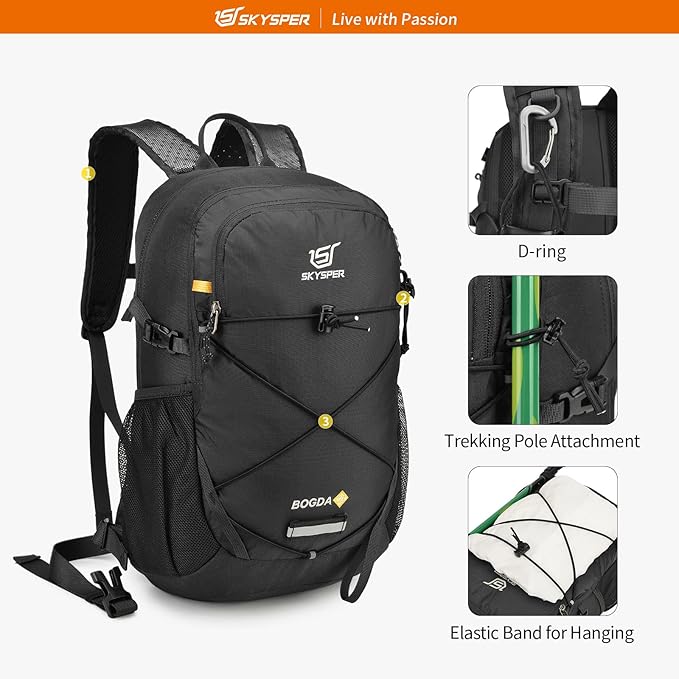 SKYSPER Small Hiking Daypack, 20L Lightweight Travel Backpacks Day Hike Pack with Waist Strap for Women Men
