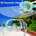 Kids Mask Fins Snorkel Set Snorkeling Packages, with Diving Mask, Snorkel, Adjustable Swim Fins, Mesh Bag, Anti-Fog Anti-Leak Snorkeling Gear for Kids for Snorkeling Swimming Diving