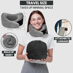 Travel Pillow, 100% Pure Memory Foam Travel Neck Pillow Airplane Neck Support Ergonomic Design for Traveling Suitable for Airplanes,Offices and Cars-Light Grey
