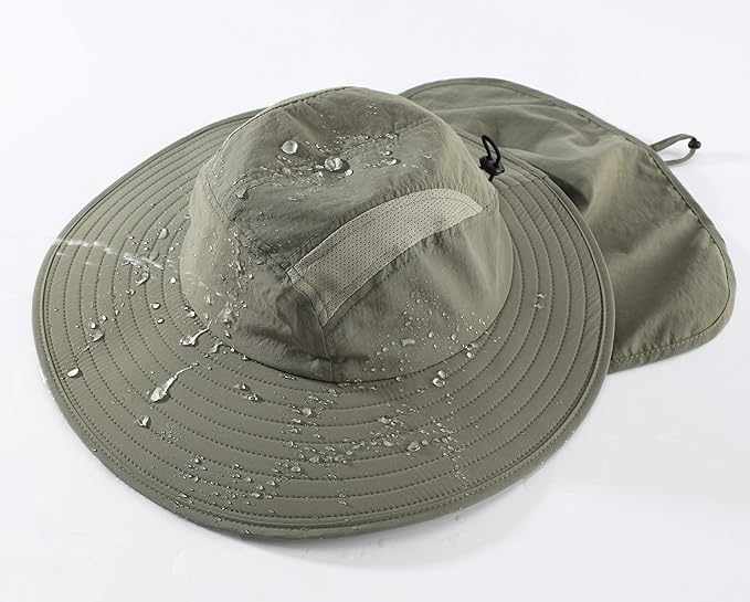 Home Prefer UPF 50+ Mens Wide Brim Fishing Hat with Neck Flap Sun Hat for Men Women Sun Protection Cap