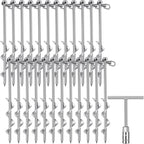 Zhengmy 24 Pcs Ground Anchors Screw in, 12 Inch Heavy Duty Tent Stakes with Trampoline Anchor Hook Ground Stakes for Camping Tent Canopies Ports Sheds Swing Sets Securing Animals (Silver)