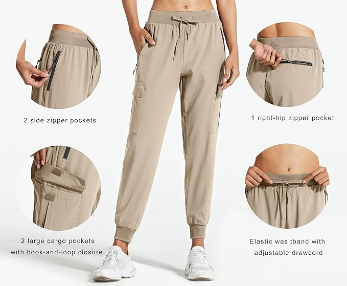 Libin Women's Cargo Joggers Lightweight Quick Dry Hiking Pants Athletic Lounge Casual Travel
