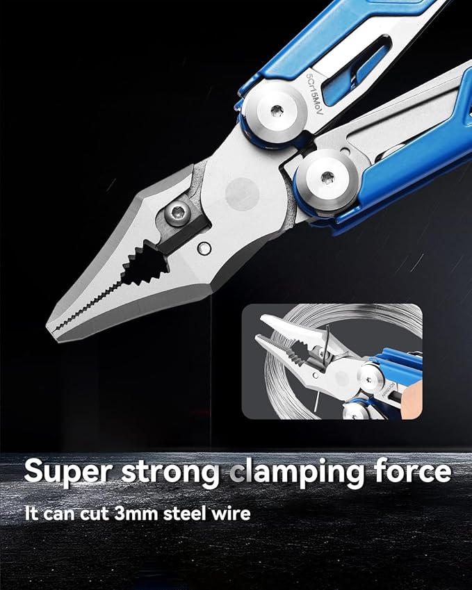MINI Multitool Pliers,14-In-1 Survival Gear For Outdoor,Home,And Auto RepairBirthday Christmas Gifts For Men Boyfriend Dad Husband(Blue)