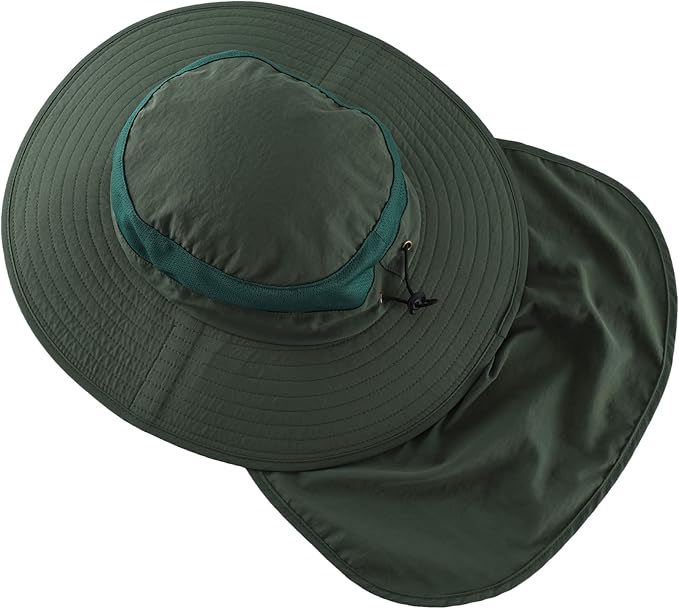 Home Prefer Outdoor UPF50+ Mesh Sun Hat Wide Brim Fishing Hat with Neck Flap Sun Hat for Men Women