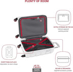 SwissGear 7366 Signature Hardside Expandable Luggage with Spinner Wheels, TSA Lock, Cup-Holder, White, Carry-On 19-Inch